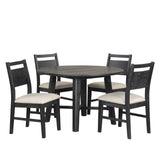 Sable Crest 5 Piece Round Dining Table & 4 Chairs-Black