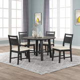 Sable Crest 5 Piece Round Dining Table & 4 Chairs-Black
