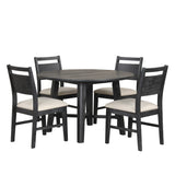 Sable Crest 5 Piece Round Dining Table & 4 Chairs-Black