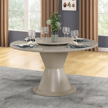 Gwendolyn Round Dining Table Top & Lazy Susan-Cerused Taupe