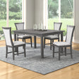 Flair 60" Dining Table & 4 Chairs (5 Pc Set)-Gray
