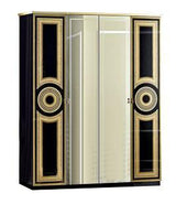 ESF Furniture Aida 4 Door Wardrobe in Black w/ Gold