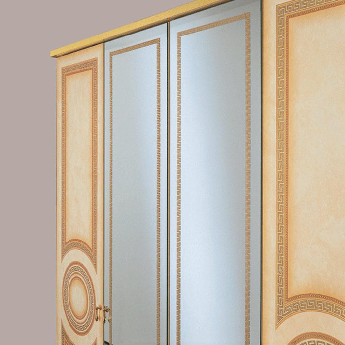 ESF Furniture Aida 4 Door Wardrobe in Ivory w/ Gold