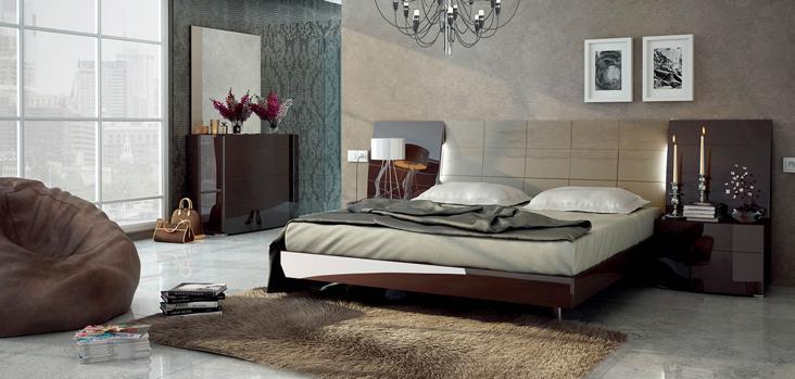 ESF Furniture Barcelona King Platform Bed in Dark Brown