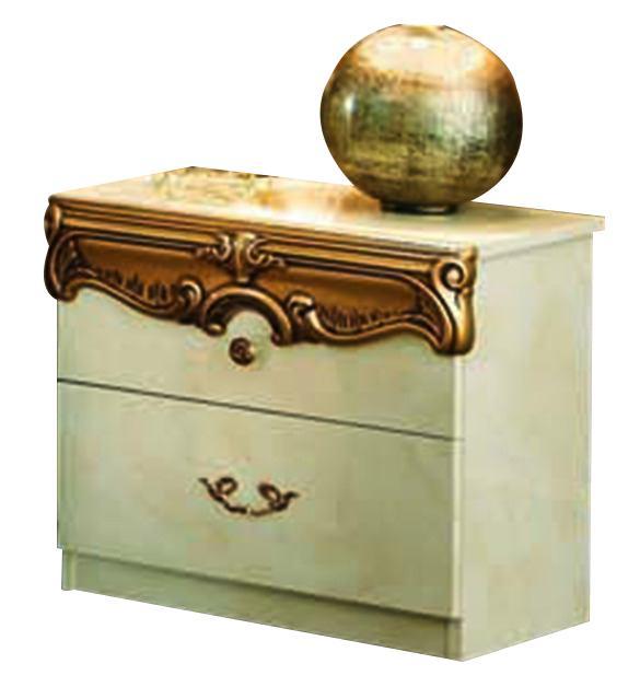 ESF Furniture Barocco Nightstand in Ivory w/ Gold