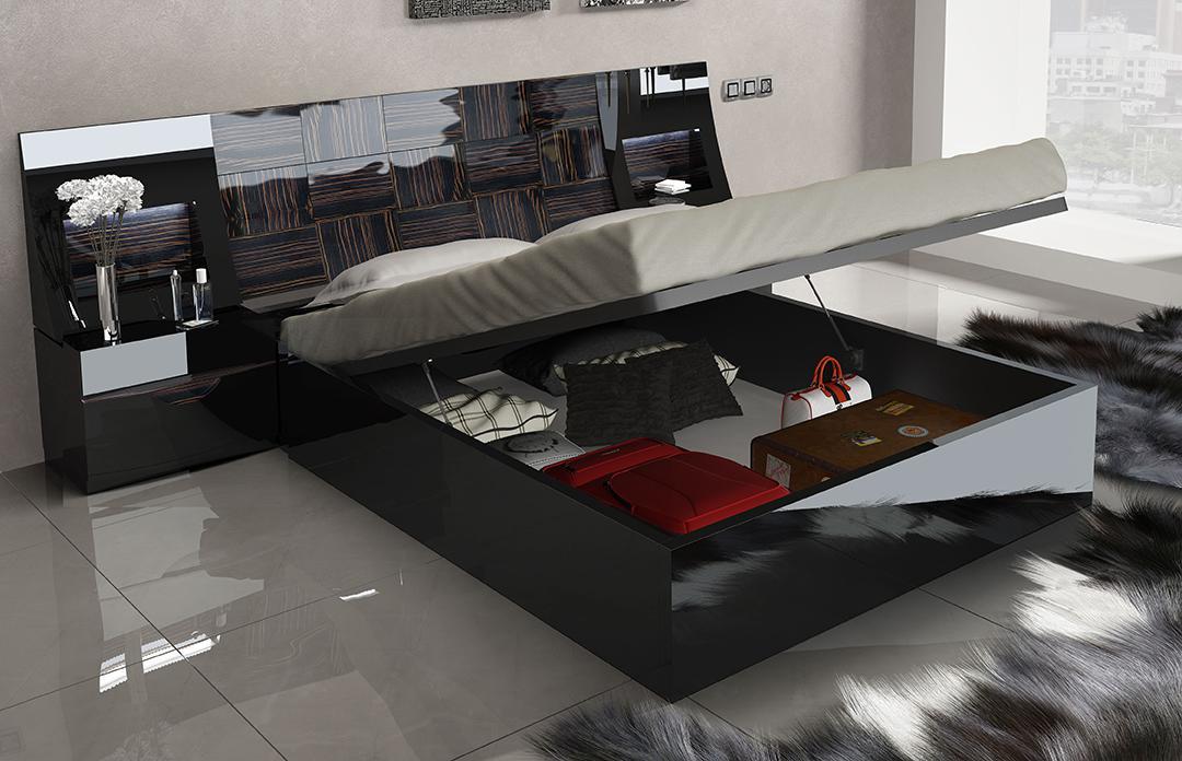 ESF Furniture Marbella Queen Platform with Storage Bed in Black