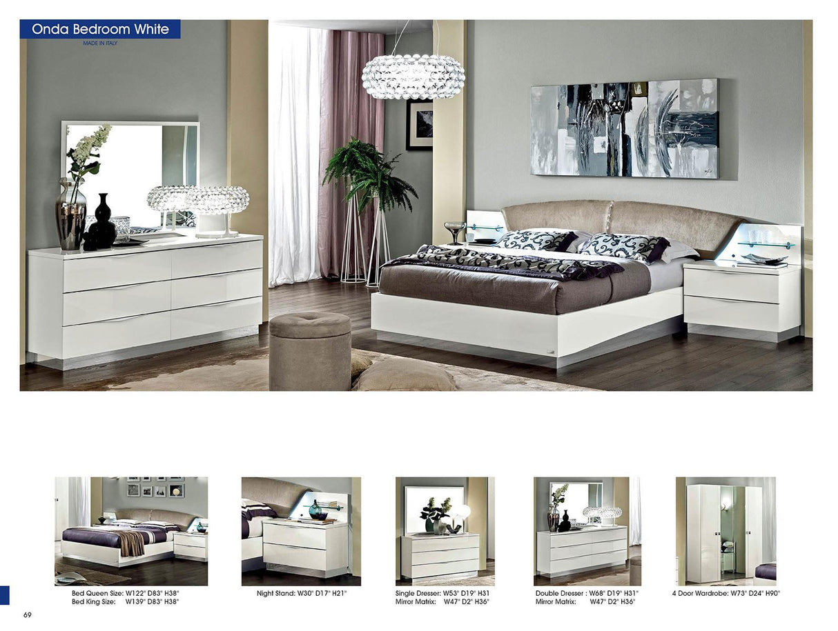 ESF Furniture Onda King Platform Bed in White