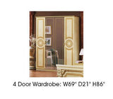 ESF Furniture Aida 4 Door Wardrobe in Ivory w/ Gold