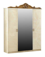 ESF Furniture Barocco 4-Door Wardrobe in Ivory w/ Gold