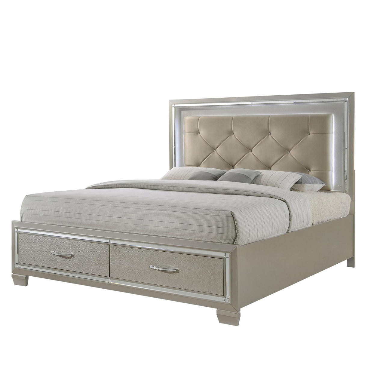 Platinum Queen Platform Storage Bed
