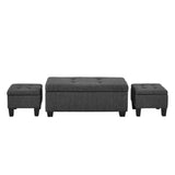 Ethan 3PK Storage Ottoman in Charcoal