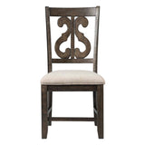 Stone Wooden Swirl Back Side Chair Set of 2