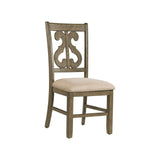 Stone Wooden Swirl Back Side Chair Set of 2