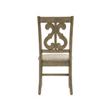 Stone Wooden Swirl Back Side Chair Set of 2