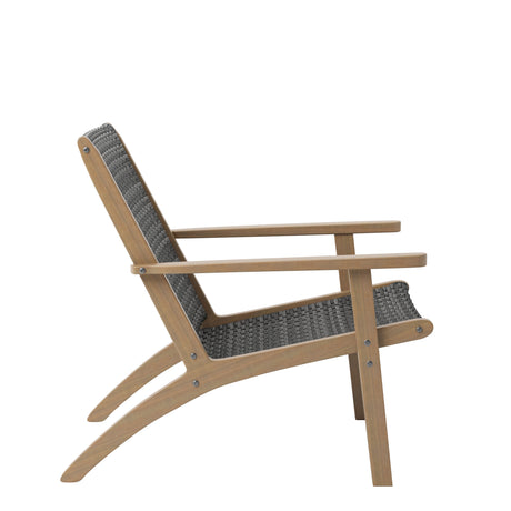 Radius Patio Wood And Gray Wicker Side Chair (2 Per Carton)