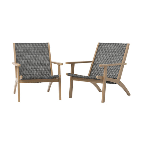 Radius Patio Wood And Gray Wicker Side Chair (2 Per Carton)