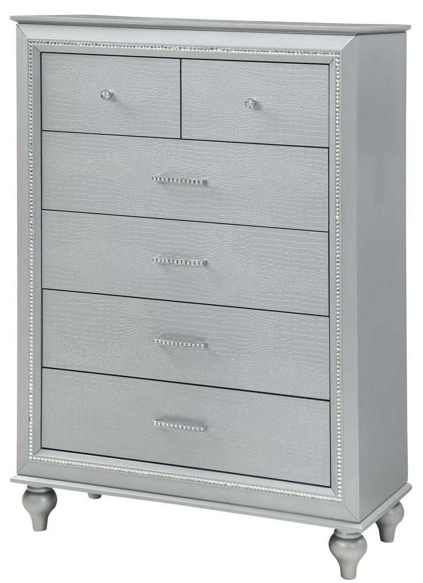 Galaxy Home Amber 6 Drawer Chest in Silver GHF-808857835819