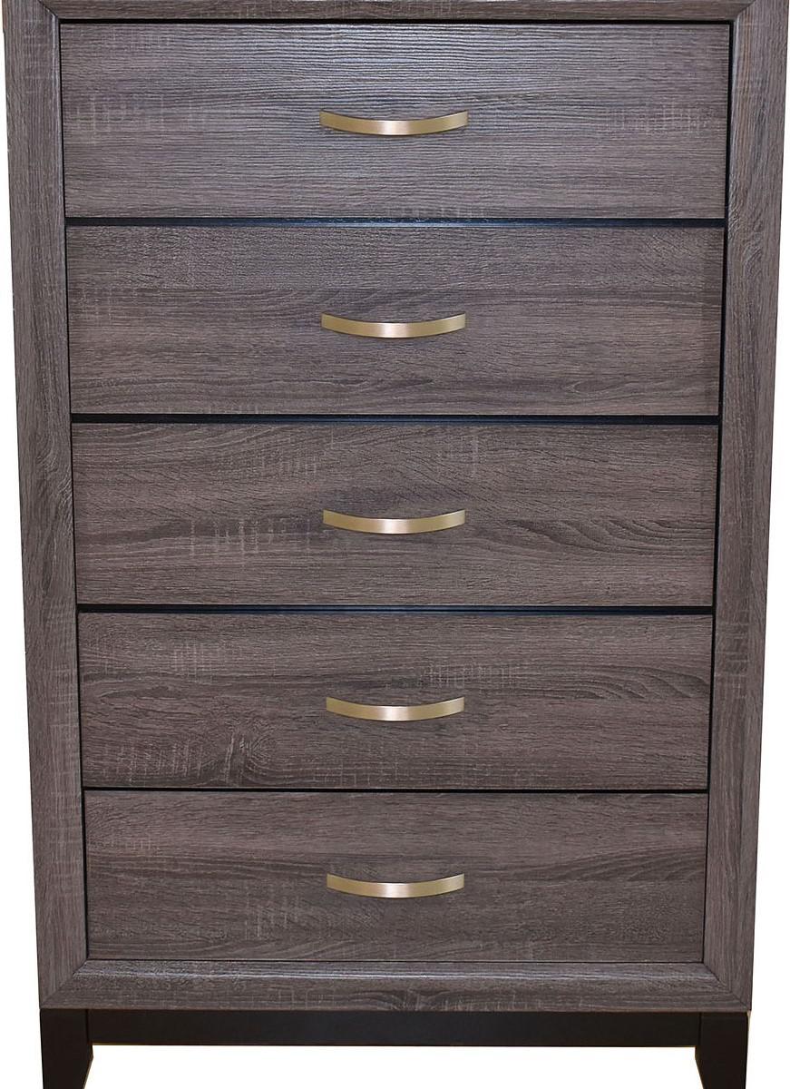 Galaxy Home Hudson 5 Drawer Chest in Foil Grey GHF-808857594679