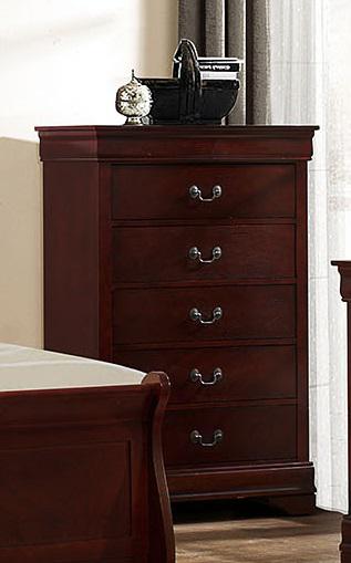 Galaxy Home Louis Phillipe 5 Drawer Chest in Cherry GHF-808857729255