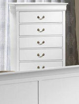 Galaxy Home Louis Phillipe 5 Drawer Chest in White GHF-808857597380