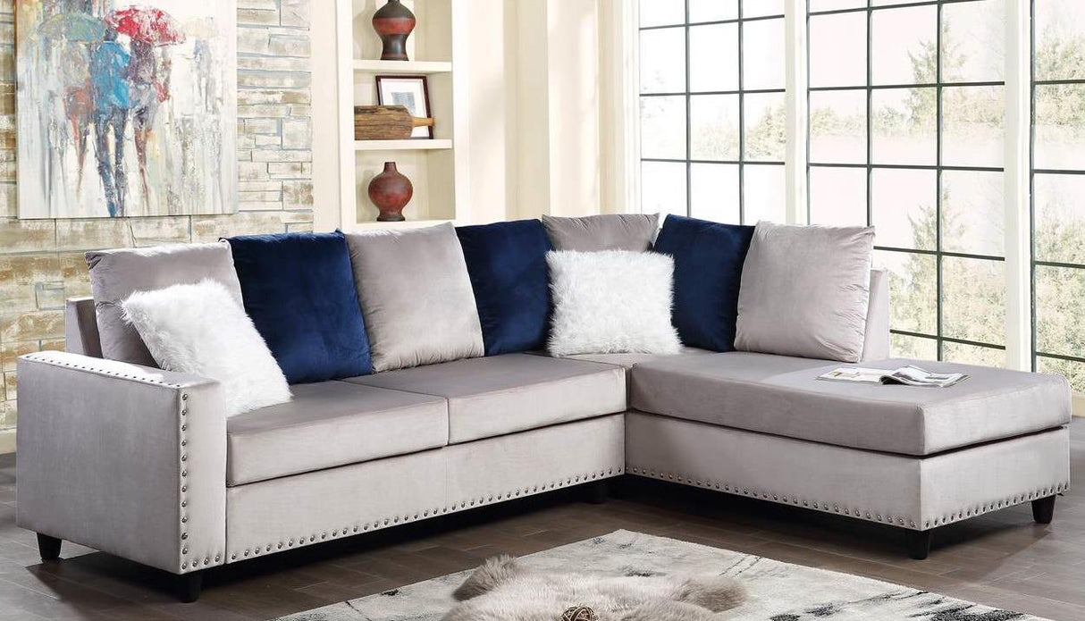 Galaxy Home Martha Reversible Sectional Sofa in Gray GHF-808857622297