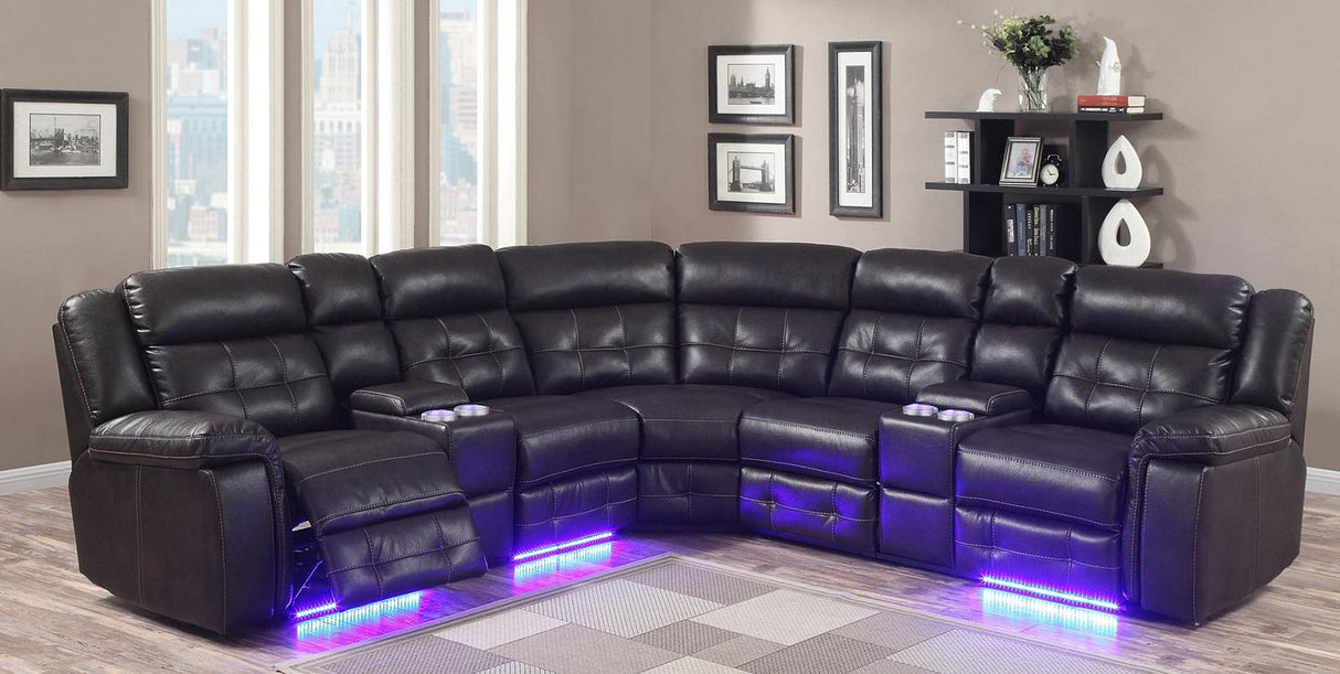 Galaxy Home Power Reclining Sectional in Espresso GHF-808857889232