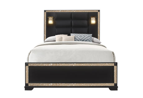 Blake Black Bed with Lamps
