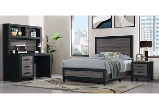 LISBON GREY/BLACK TWIN BED, DRESSER, MIRROR AND NIGHTSTAND image