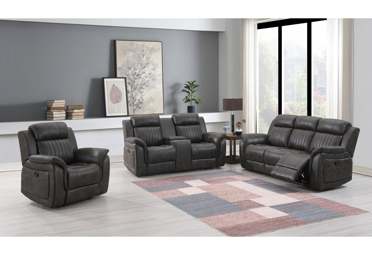 U8517 GREY RECLINING SOFA/RECLINING LOVESEAT/GLIDER RECLINER