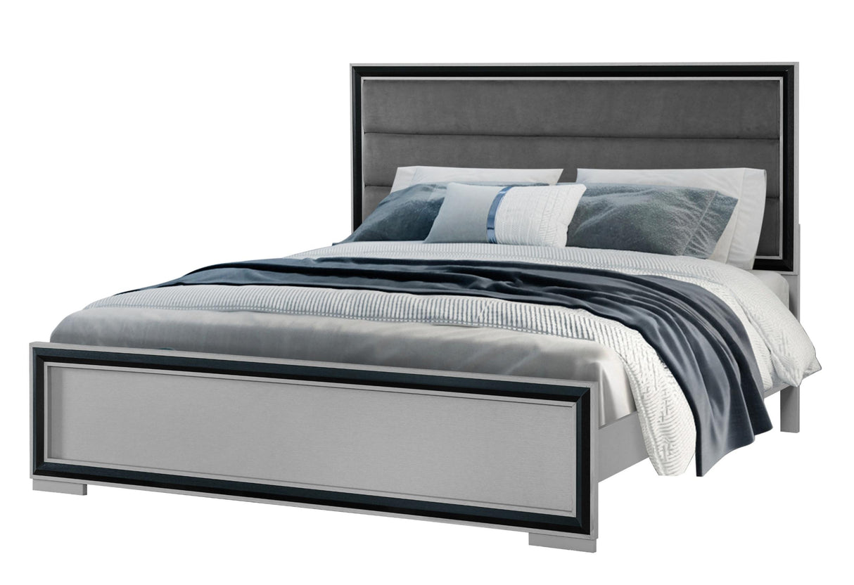 AMELIA GREY BLACK KING BED W/LED