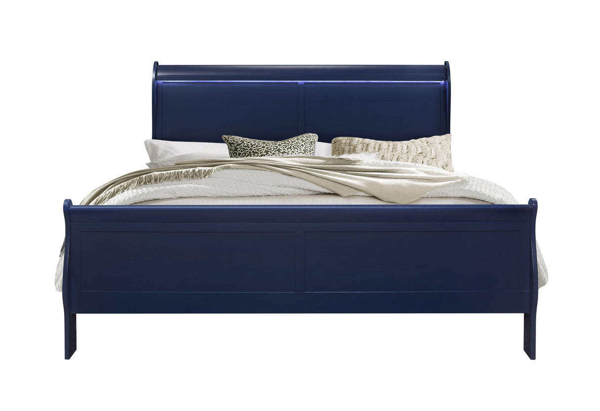 CHARLIE BLUE KING BED WITH LED - galleria furniture outlet