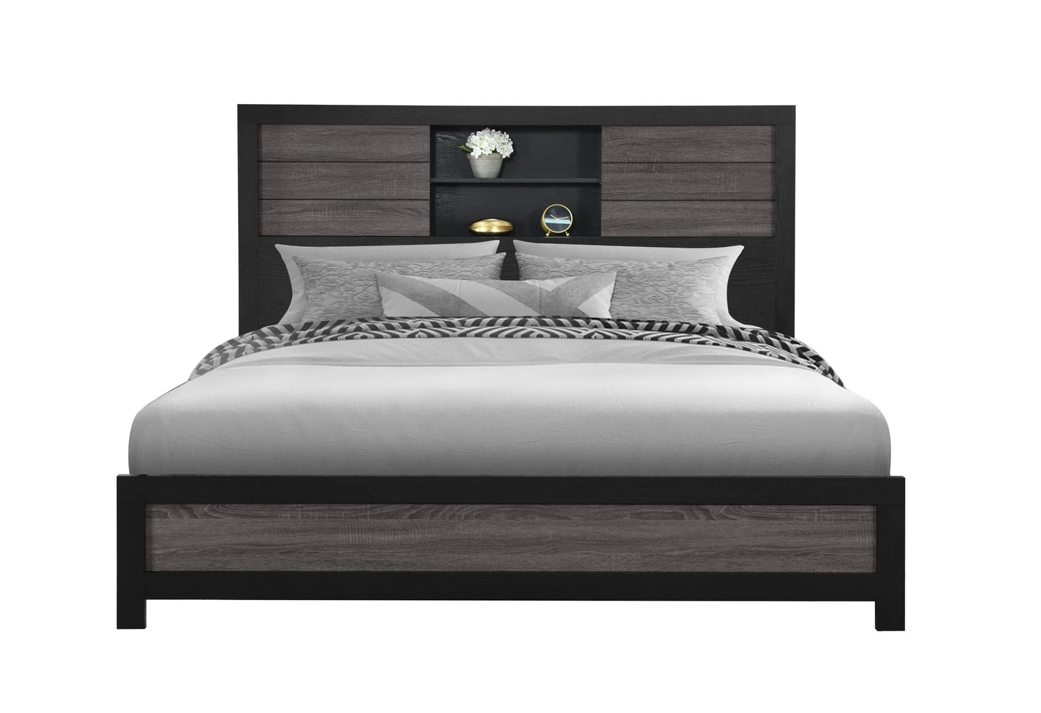 Lisbon Grey/Black Bookcase Bed