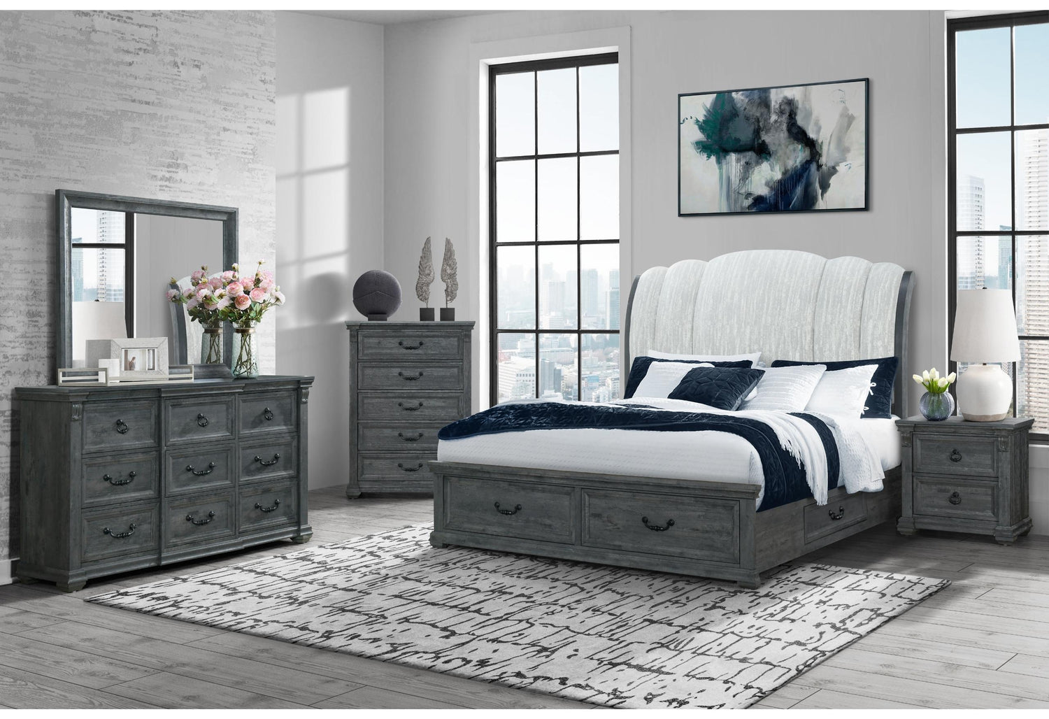 ROWAN GREY STORAGE KING BED GROUP