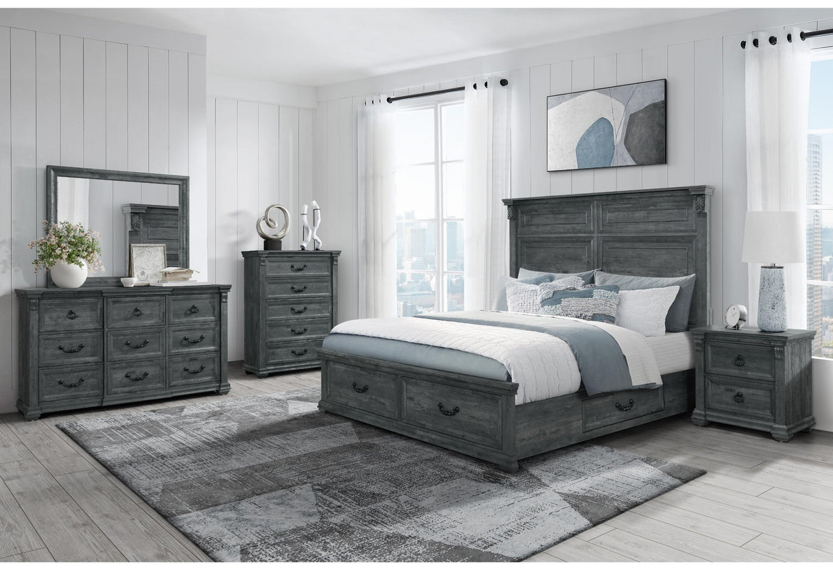 TATUM BROWN KING BED GROUP WITH STORAGE
