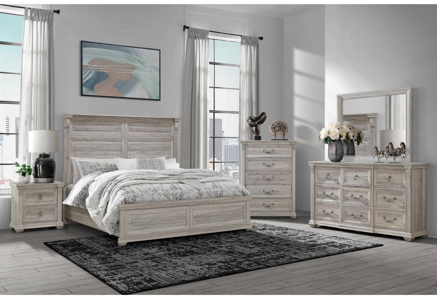 TATUM NATURAL KING BED GROUP WITHOUT STORAGE