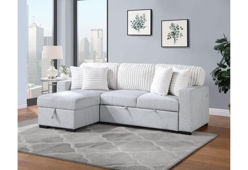 U0204 LIGHT GREY/WHITE REVERSIBLE PULL OUT SOFA BED image