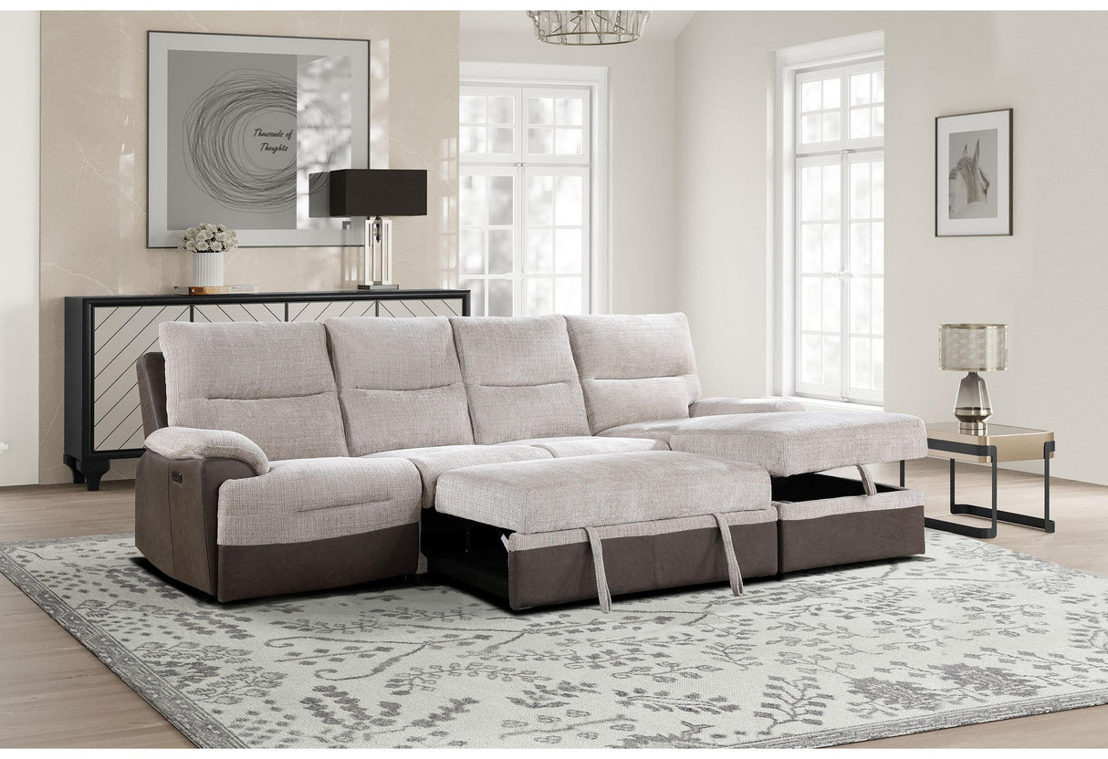 U3822 BEIGE/BROWN SECTIONAL WITH PO AND USB