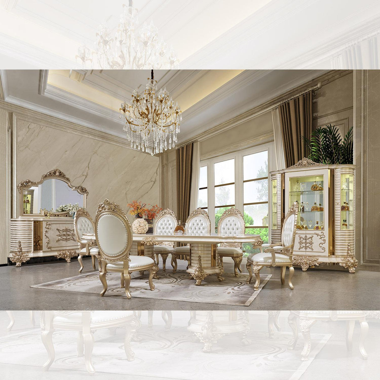 HD-9093 - 9PC DINING SET - galleria furniture outlet