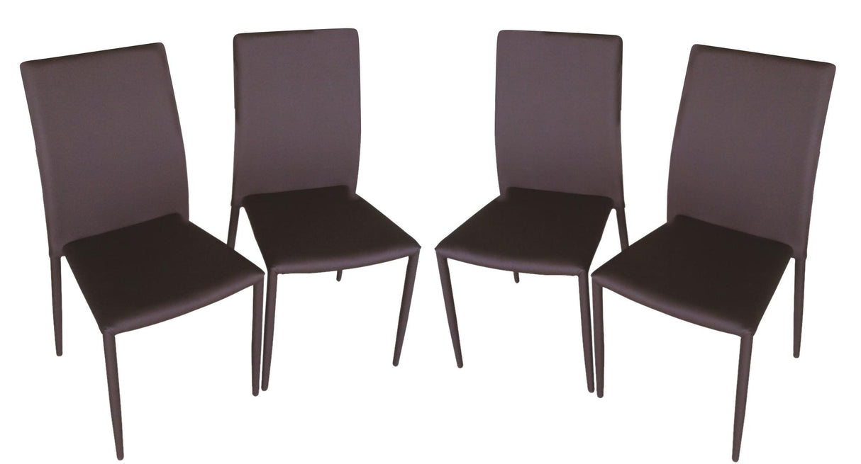 J&M DC-13 Leather Dining Chair in Brown (Set of 4)