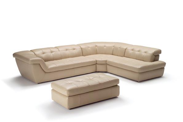 J&M Furniture 397 Italian Leather Sectional Beige Color RAF Chaise