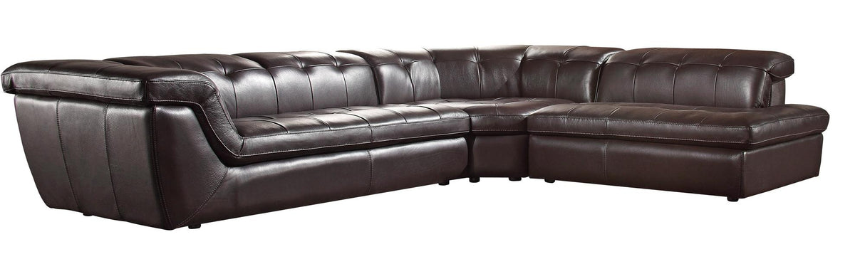 J&M Furniture 397 Italian Leather Sectional RAF Chaise in Chocolate