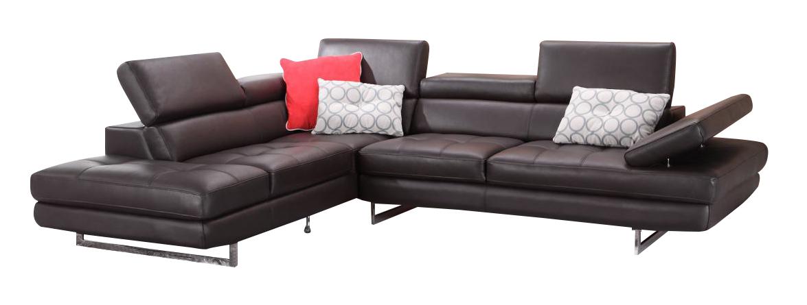 J&M Furniture A761 Italian Leather Sectional LAF in Coffee