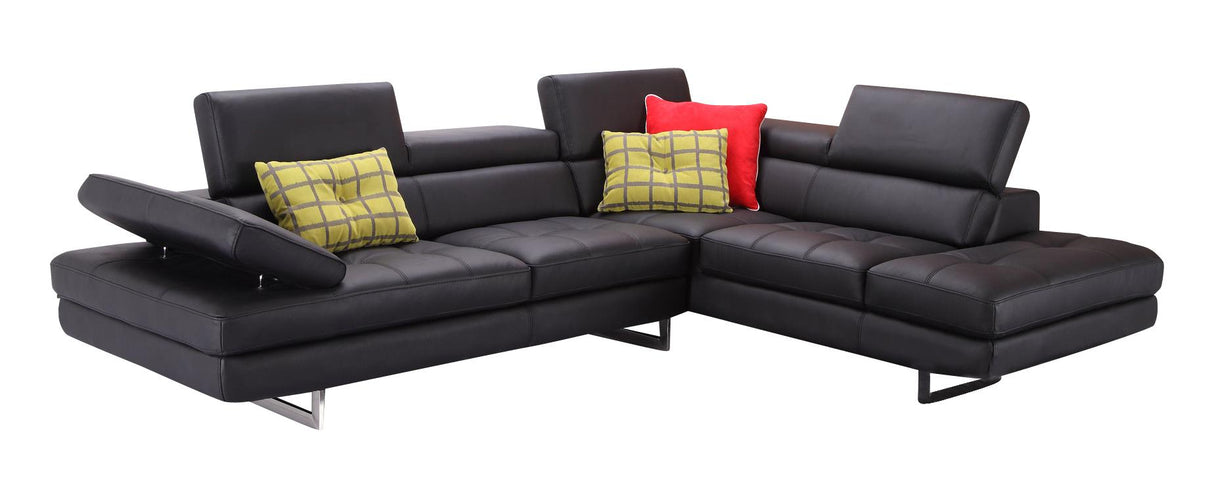 J&M Furniture A761 Italian Leather Sectional RAF in Black