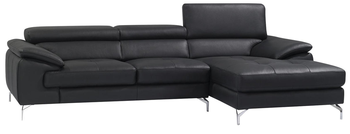 J&M Furniture A973B Italian Leather Mini Sectional RAF in Black