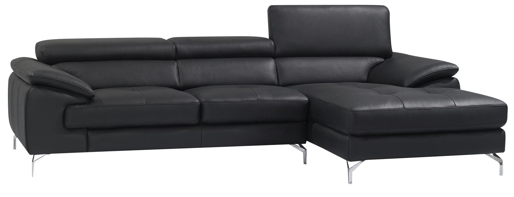 J&M Furniture A973B Italian Leather Mini Sectional RAF in Black image