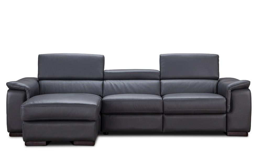 J&M Furniture Allegra Premium Leather RHF Chaise Sectional in Slate Grey