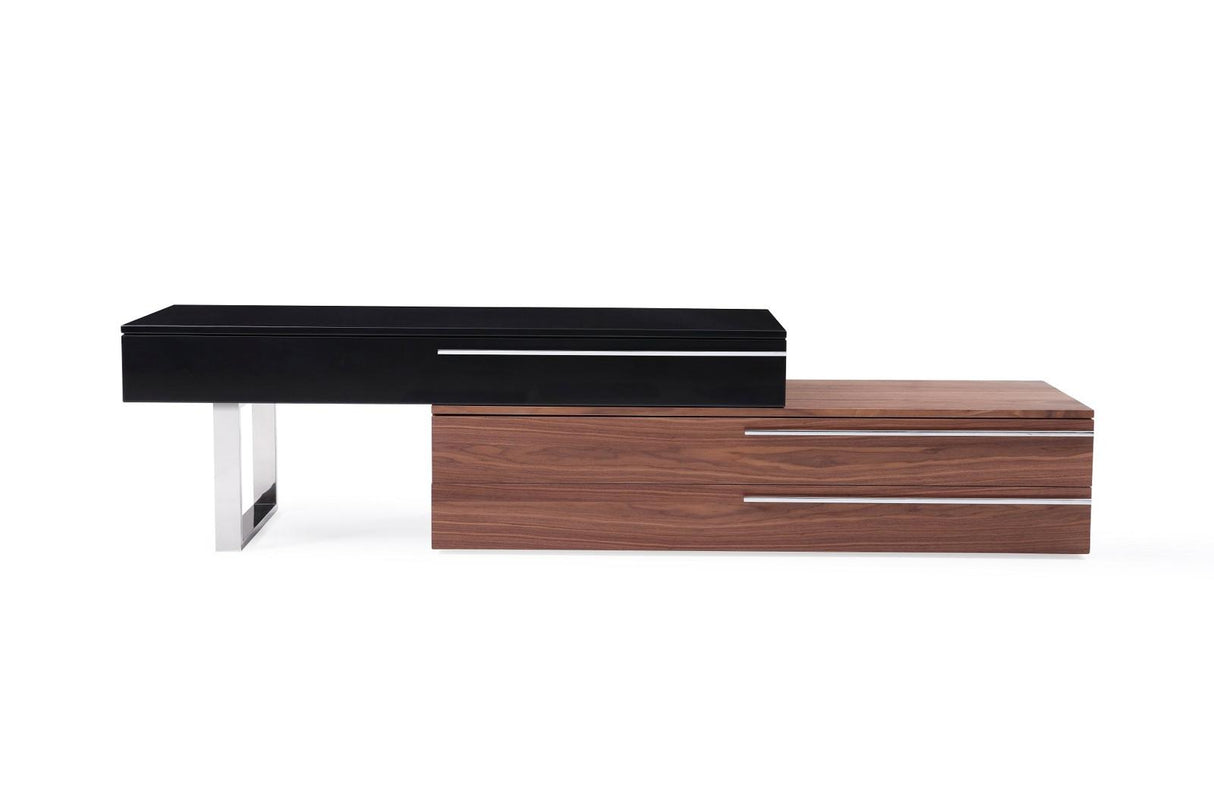 J&M Furniture CE Hudson TV Base in Walnut and Black