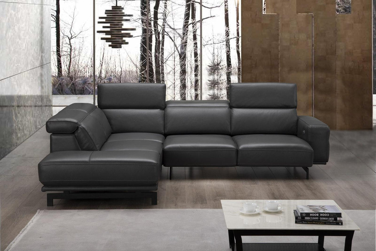 J&M Furniture Davenport Left Hand Facing Chaise Sectional in Slate Grey