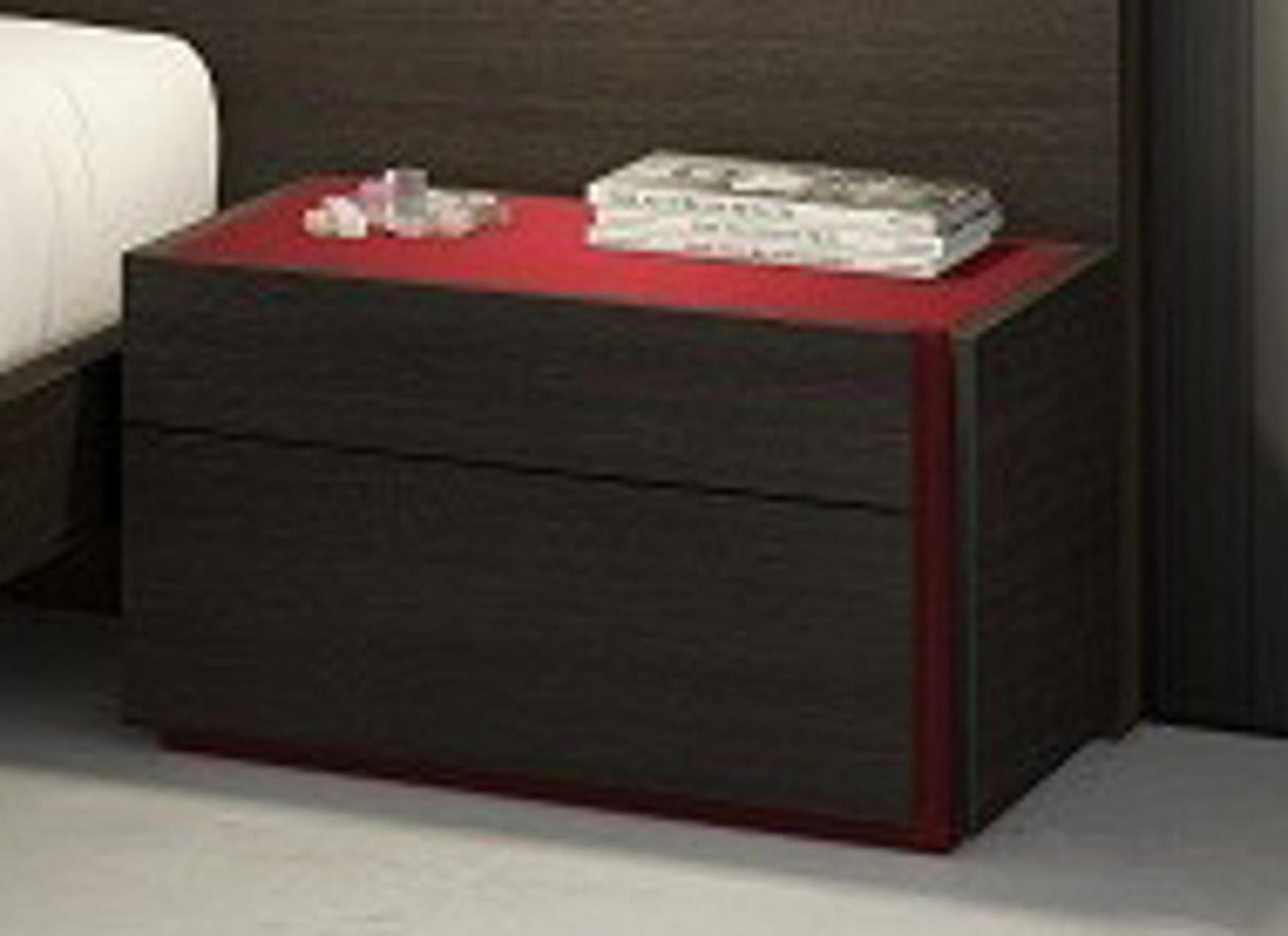 J&M Furniture Lagos Left Facing Night Stand in Red Gloss & Wenge