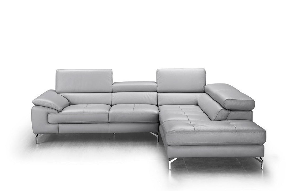 J&M Furniture Olivia Right Hand Facing Chaise Sectional in Light Grey
